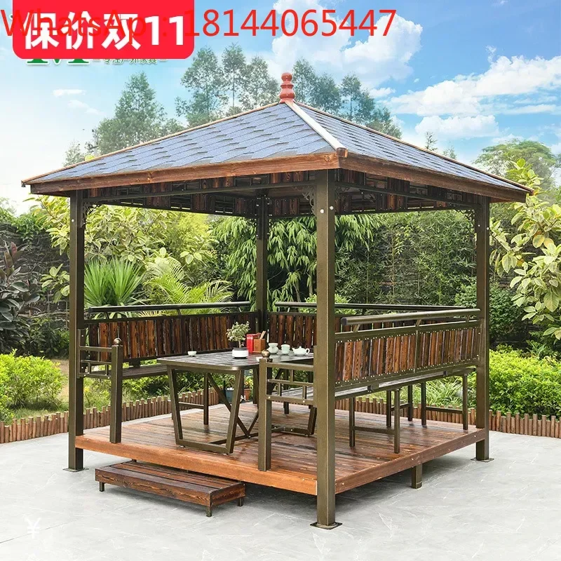 

Yuanmao asphalt tile pavilion outdoor courtyard solid wood pavilion outdoor villa garden anti-corrosion wood sunshade canopy