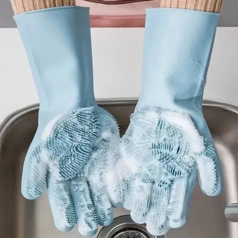 Cleaning Gloves Reusable Silicone Gloves Dishwashing Laundry Kitchen Cleaning Tools Pet Bathing Multifunctional
