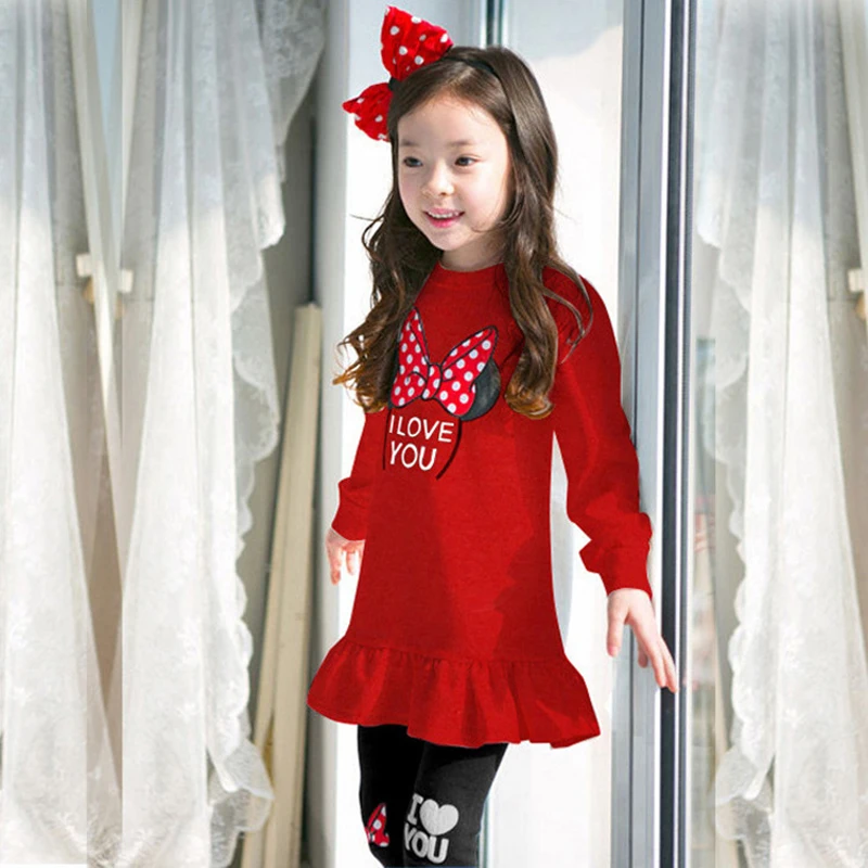 Kids clothing set Girls clothing set Spring Autumn Girls Clothing Set Cartoon Bow Pure Cotton Suit For Kids shirt + Leggings 2 Pcs Children Outfits