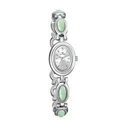 Elegant Women's Luxury Jade - Stone Waterproof Bracelet Watch Gift (Sliver)