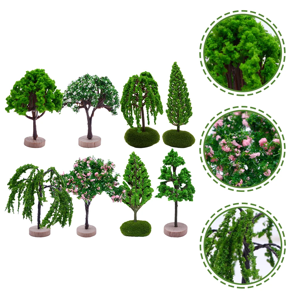 

8 Pcs Micro Landscape Tree Models Trees for Train Simulation Wood Desk Decoration Mini Garden