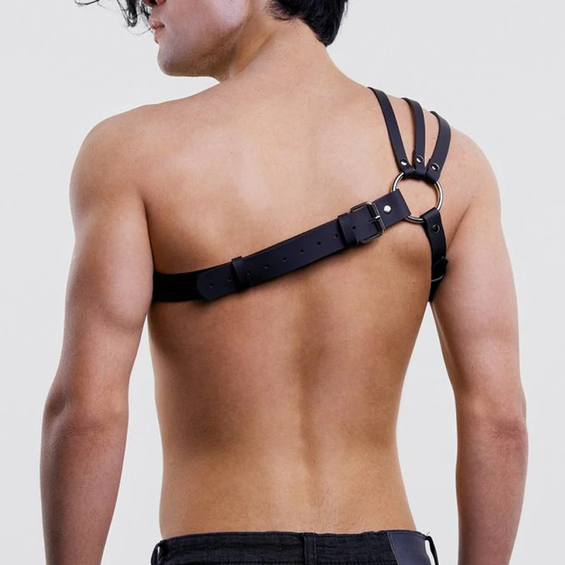 Leather Chest Harness Men Metal Rivets Adjustable Belt Punk Rave Erotic Fetish Clothing Accessorie