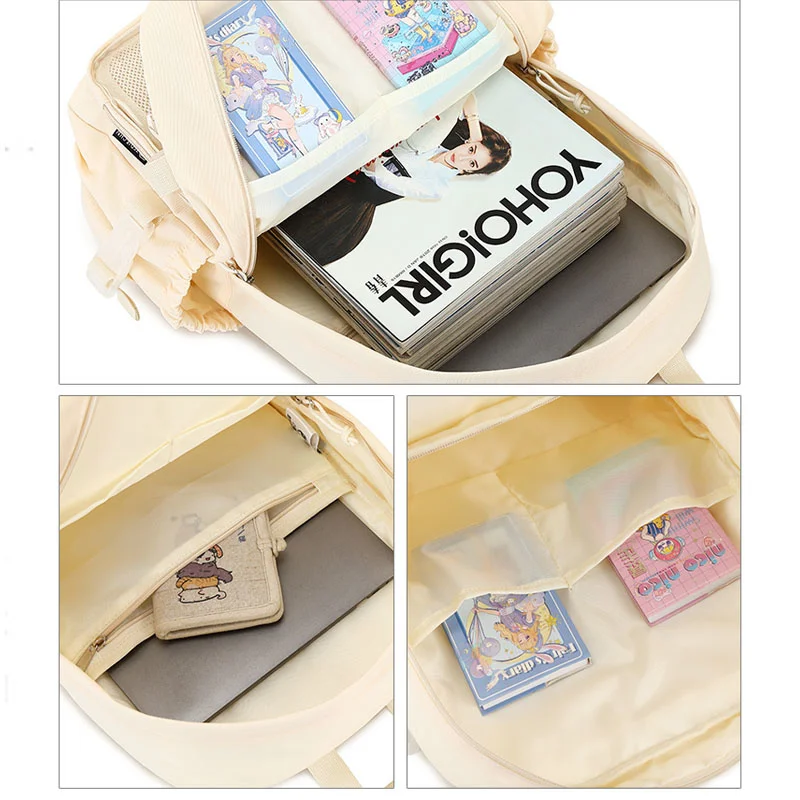 Japanese Kawaii Itabag Women New 2024 Transparent Backpack Large Capacity School Bags With Insert Plate and Two Clear Pockets 5