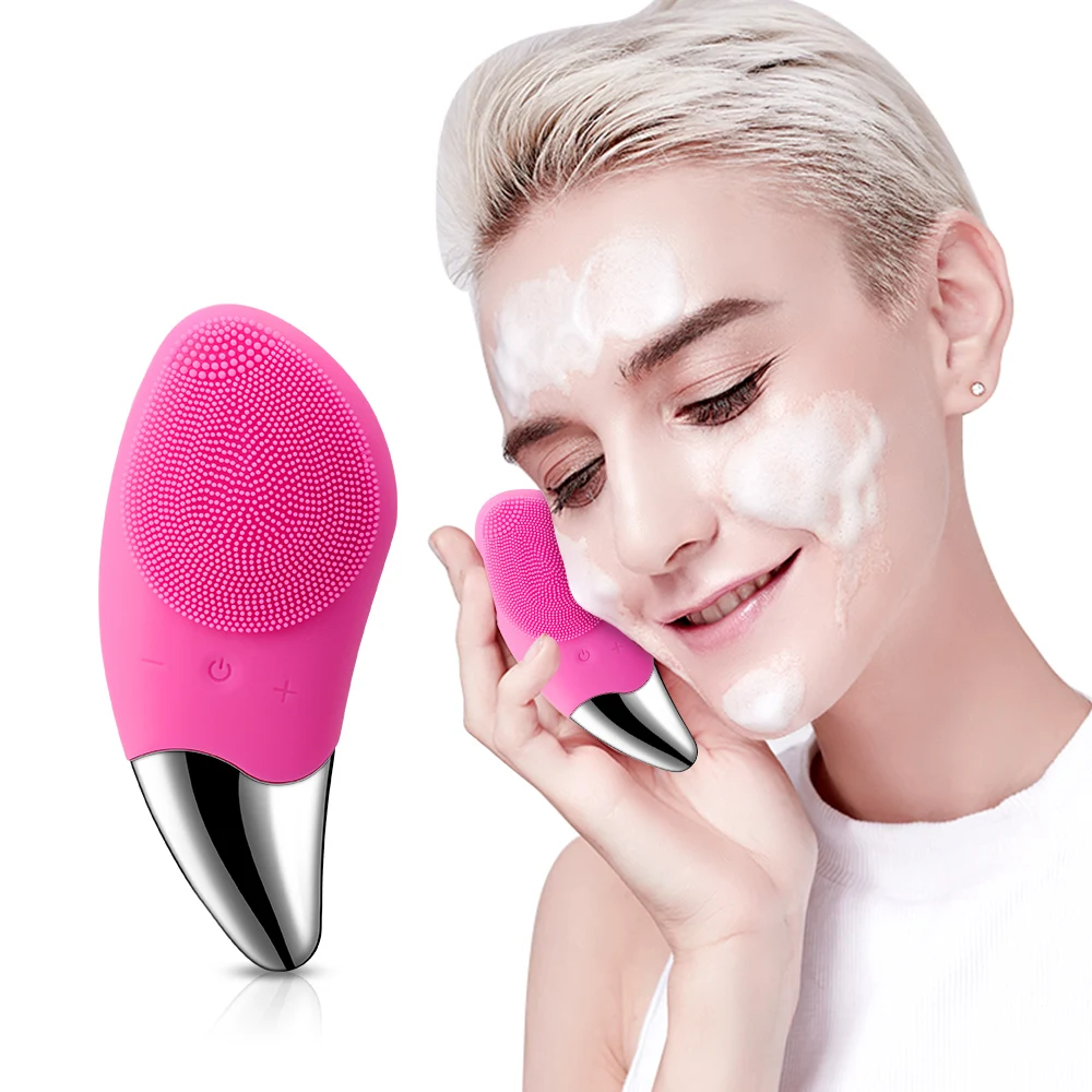 

USB Electric Silicone Facial Cleansing Brush Ultrasonic Face Washing Brush Face Cleaner Deep Pore Cleaning Device Skin Massager