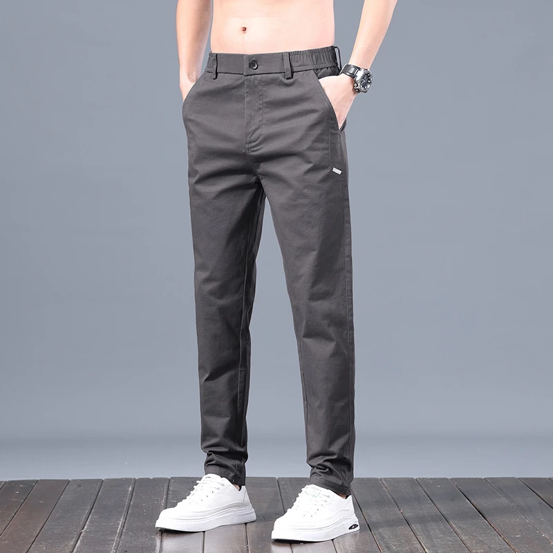 Premium Dark Gray Casual Trousers, Straight Cargo Pants, Men's Cotton Loose Pants for Social and Casual Wear