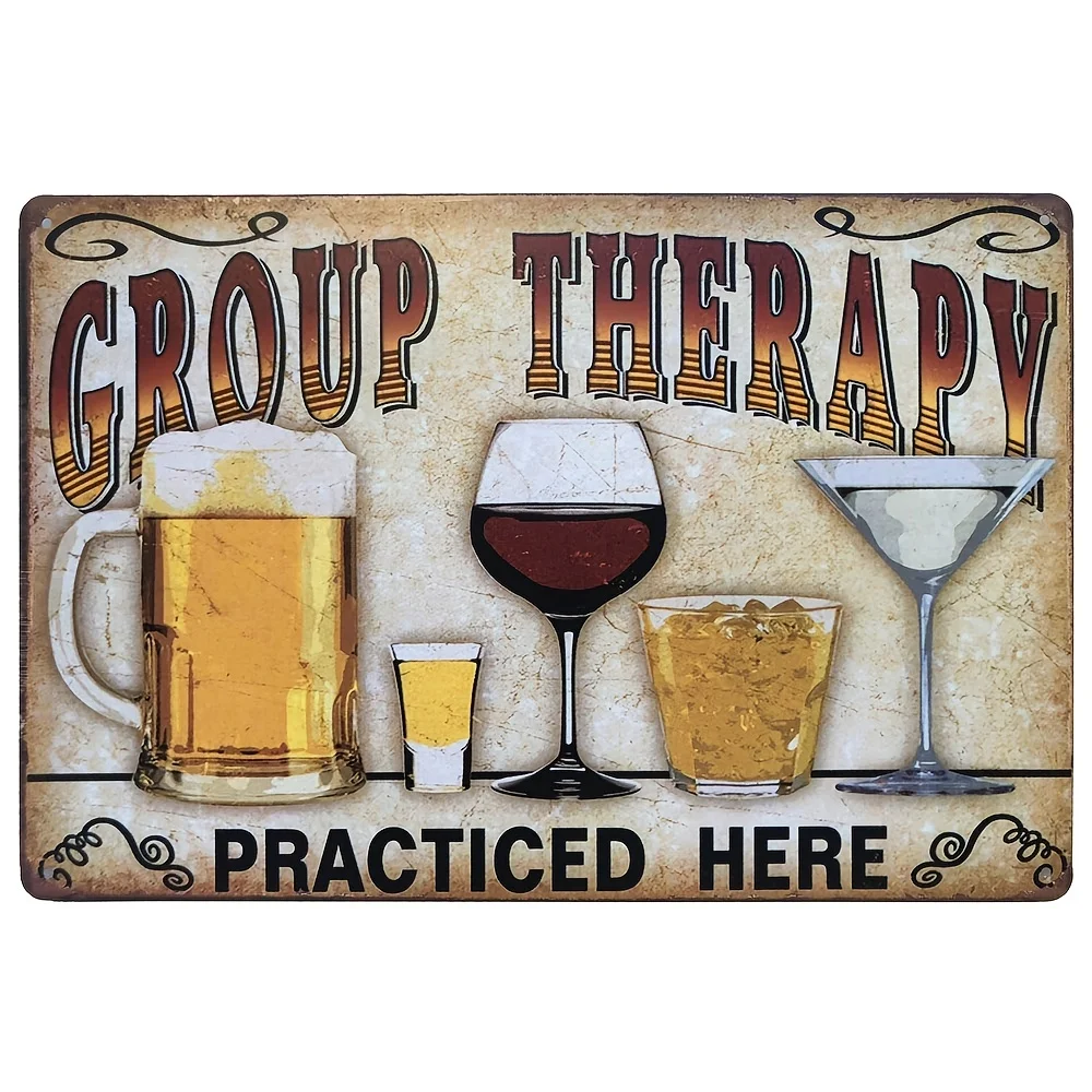 

Metal Tin Sign, Group Therapy Wall Art Decor, Retro Vintage Kitchen Bedroom Bar Cafe Living Room Wall Decor Sign