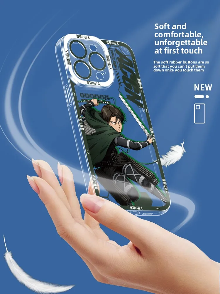 Anime Attack on Titan Mikasa & Levi Ackerman Clear Phone Case Cover