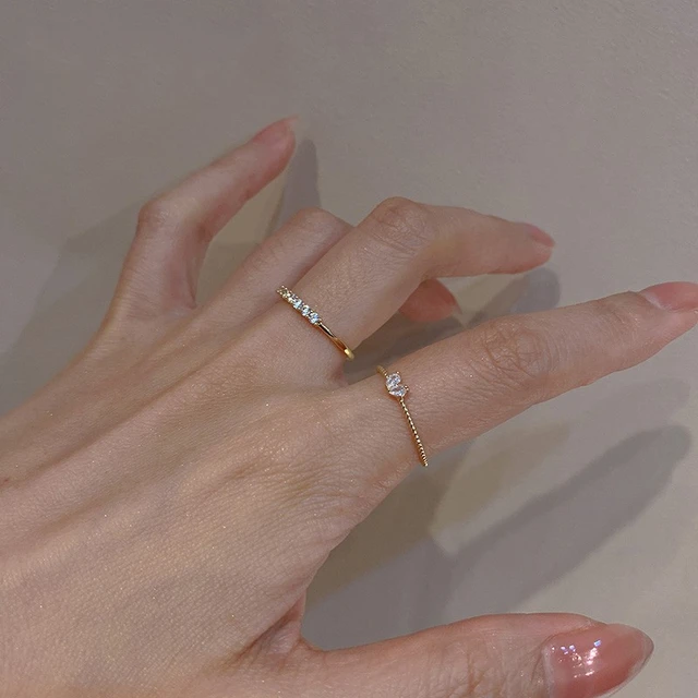 Anillo de Plata de Ley 925 chapado en oro de 14K para mujer, cristal Pavé,  exquisito anillo de boda, accesorios de joyería con carácter de lujo ligero  - AliExpress