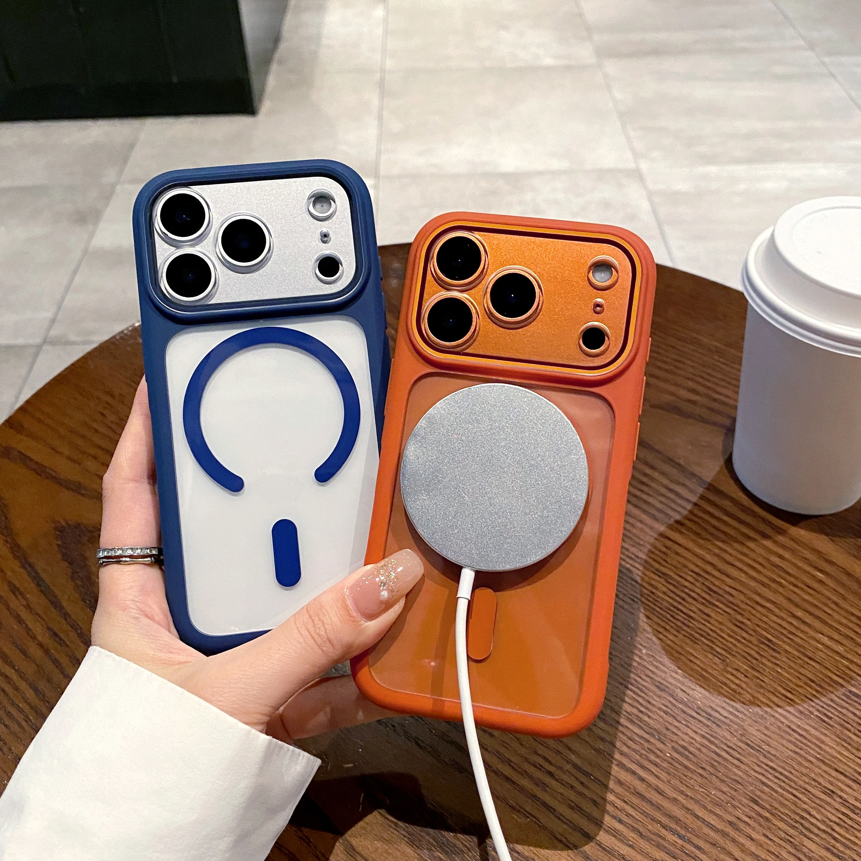 Enhanced Transparent Magnetic Phone Case with Shockproof Silicone Frame and Lens Protection