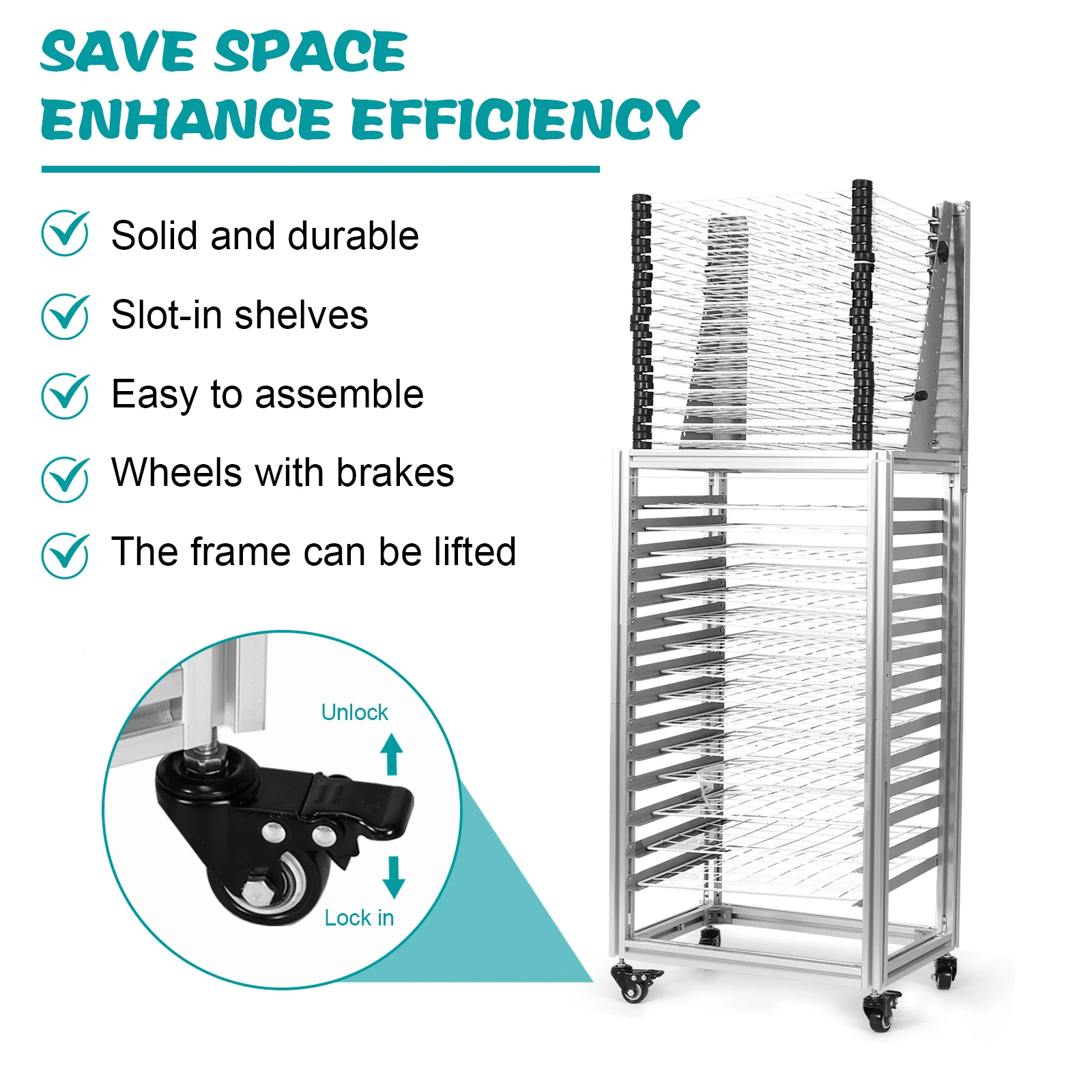 30-Layer Art Drying Rack Floor-Standing Dual-Purpose Drying Rack Large Capacity Multi-Function Storage Rack for Tool/Food/Easel