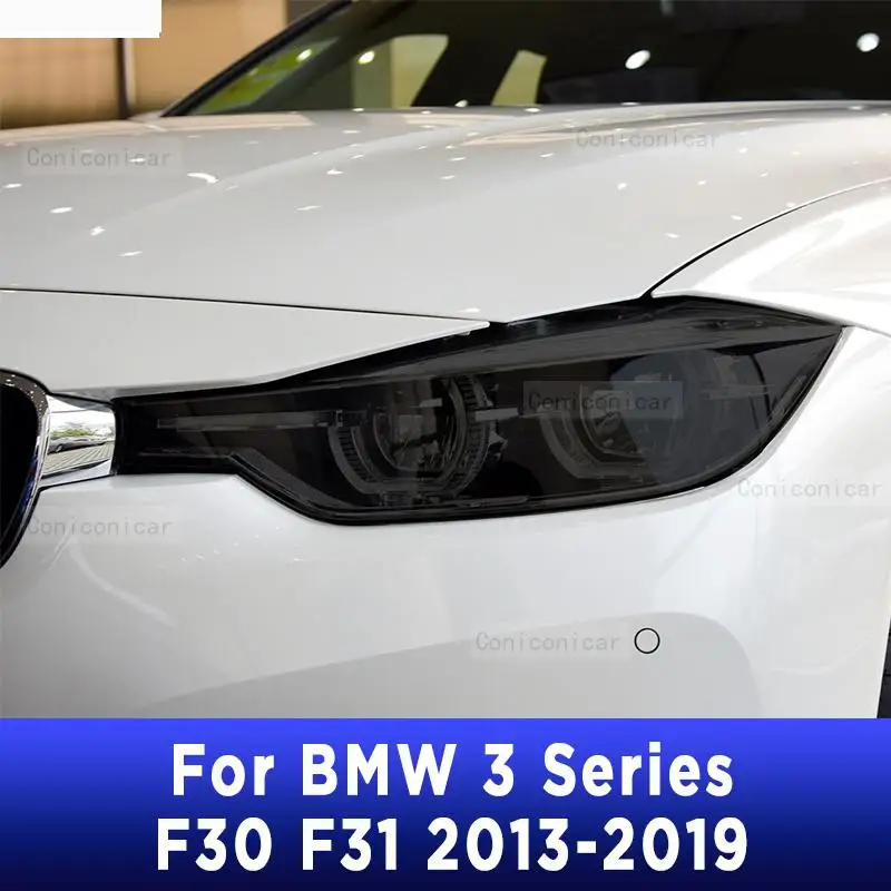 

2 Pcs Car Headlight Protective Film Cover Headlamp Transparent Black TPU Sticker For BMW 3 Series F30 F31 2013-2019 Accessories