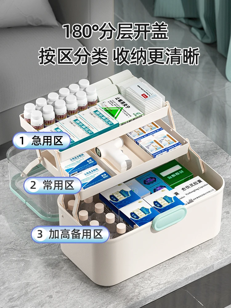 

The product can be customized. Medicine box, family medicine storage box, large capacity, multi-layer, small