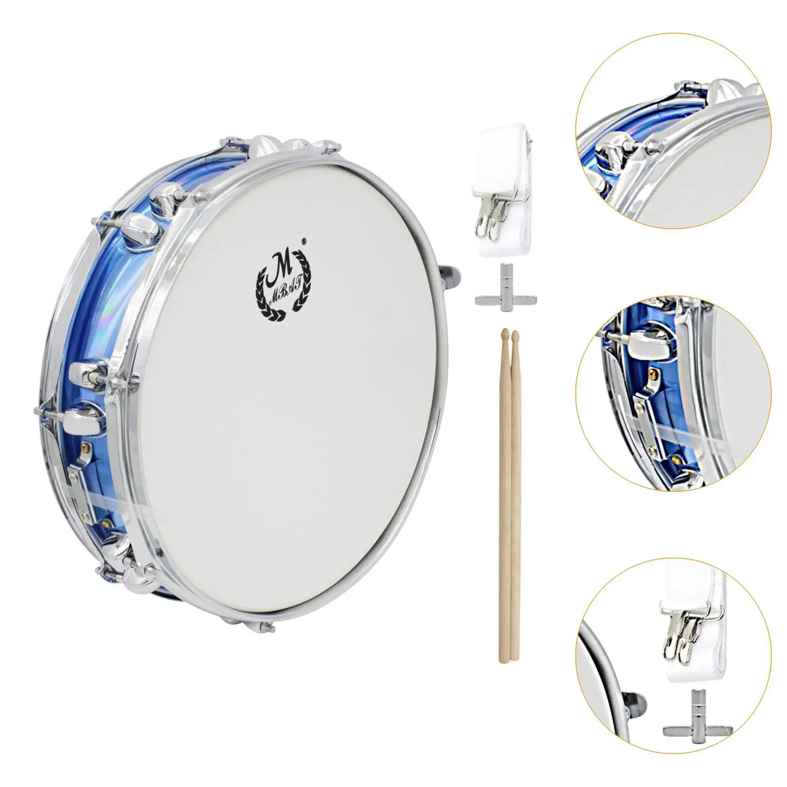 14Inch Snare Drum Percussion Instrument Metal Kids Hand Drum with Drumsticks School Band Party