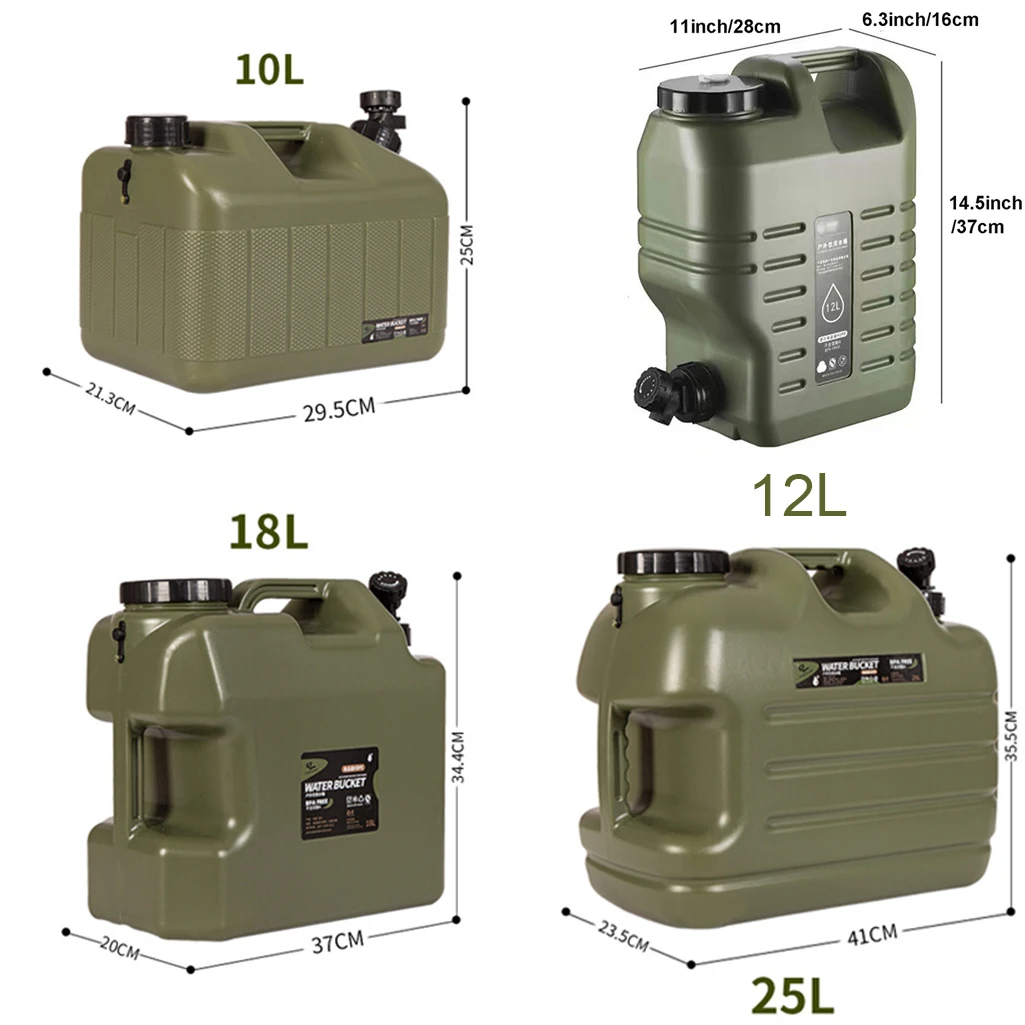Desert Fox 10L/12L/18L/25L Large Military Green Water Tank Carrier Container with Spigot for Camping Outdoors Hiking Accessories 3