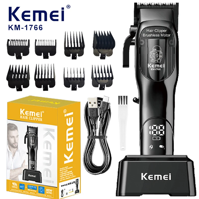 Kemei 남성용 헤어 클리퍼, 수염 트리머, 전문 이발 클리퍼, LCD 디스플레..