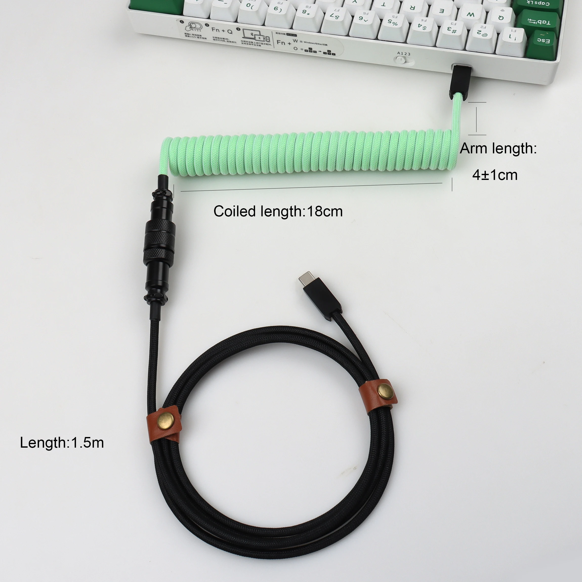 Cabo Enrolado Lano-tipo-c para Tipo-c Conector Piloto Destacável Bobina Personalizada Teclado Gamer - Imagem 2