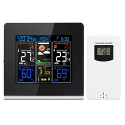 PROTMEX PT3379C Digital Weather Station Wireless + Indoor Outdoor Sensor Temperature Instruments Hygrometer EU Plug