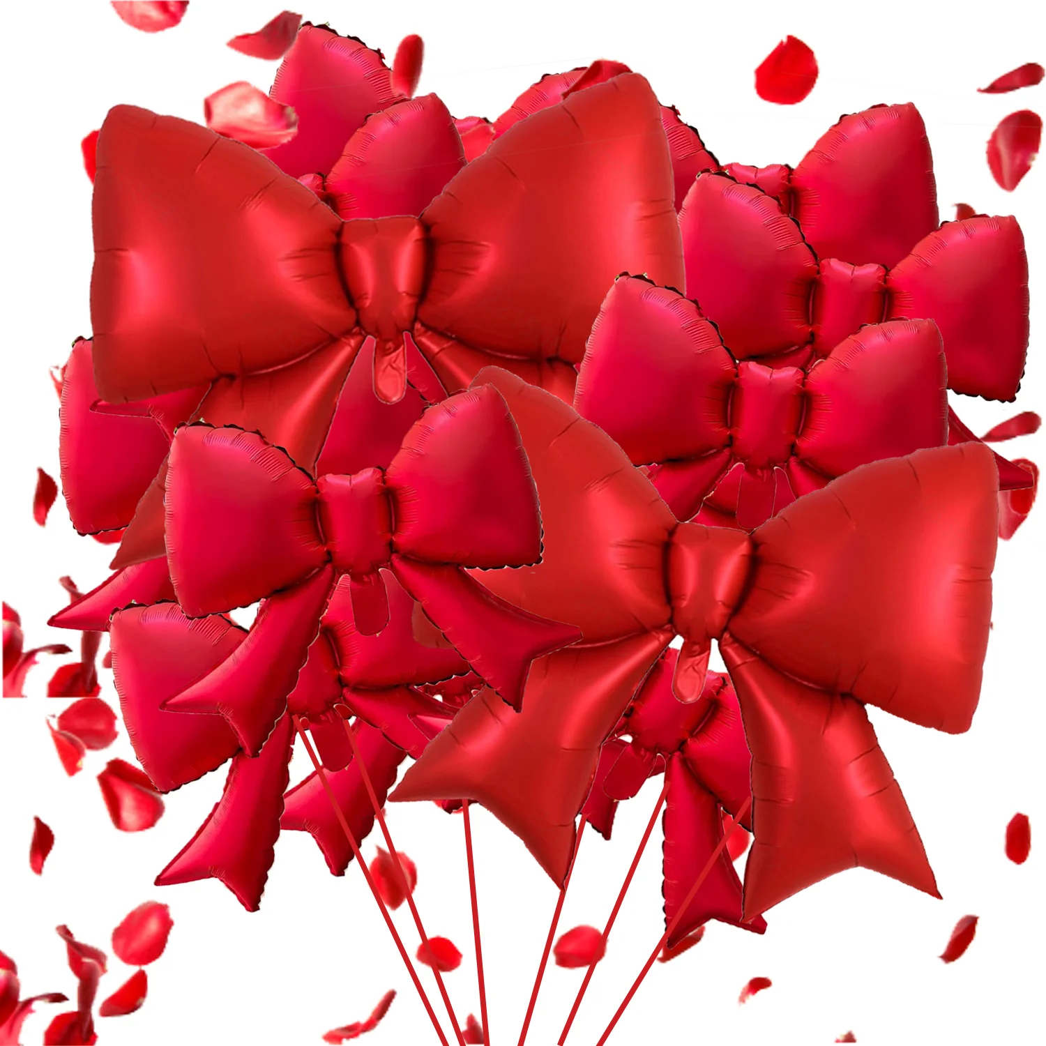 2/10 Stück rote Aluminiumfolien-Schleifenballons, geeignet für Hochzeiten, Gender-Reveal-Partys, Geburtstage, Neujahr und Weihnachtsdekorationen