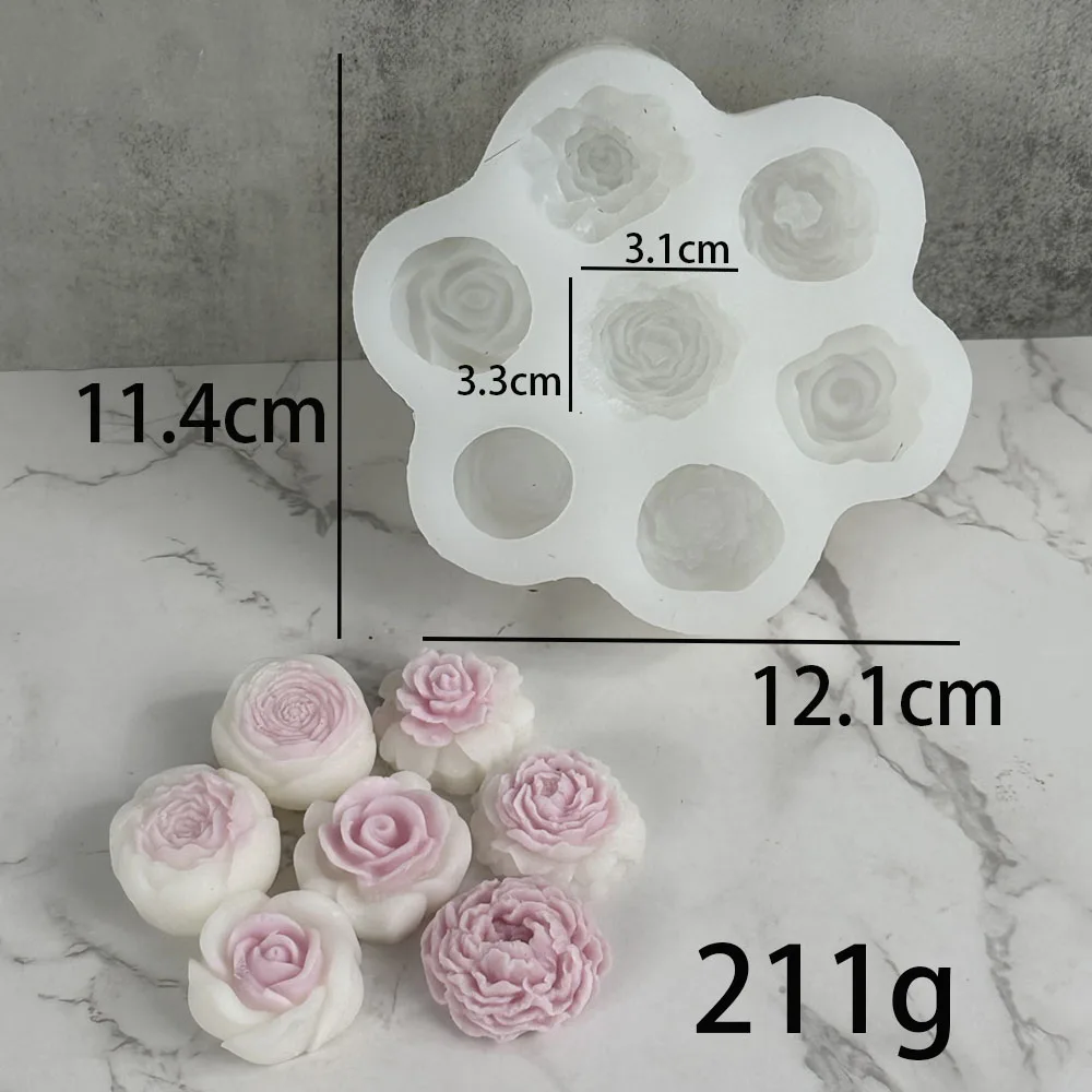 7-Piece 3D Succulent Flower Silicone Mould Set
