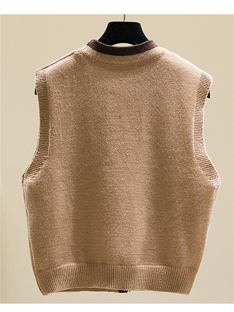 Winter Women Knitted Vest Sweater Oversize Girls Sweater Woman Cashmere Tops Sleeveless Tank Pullover Fall Maxi Vintage Y2k