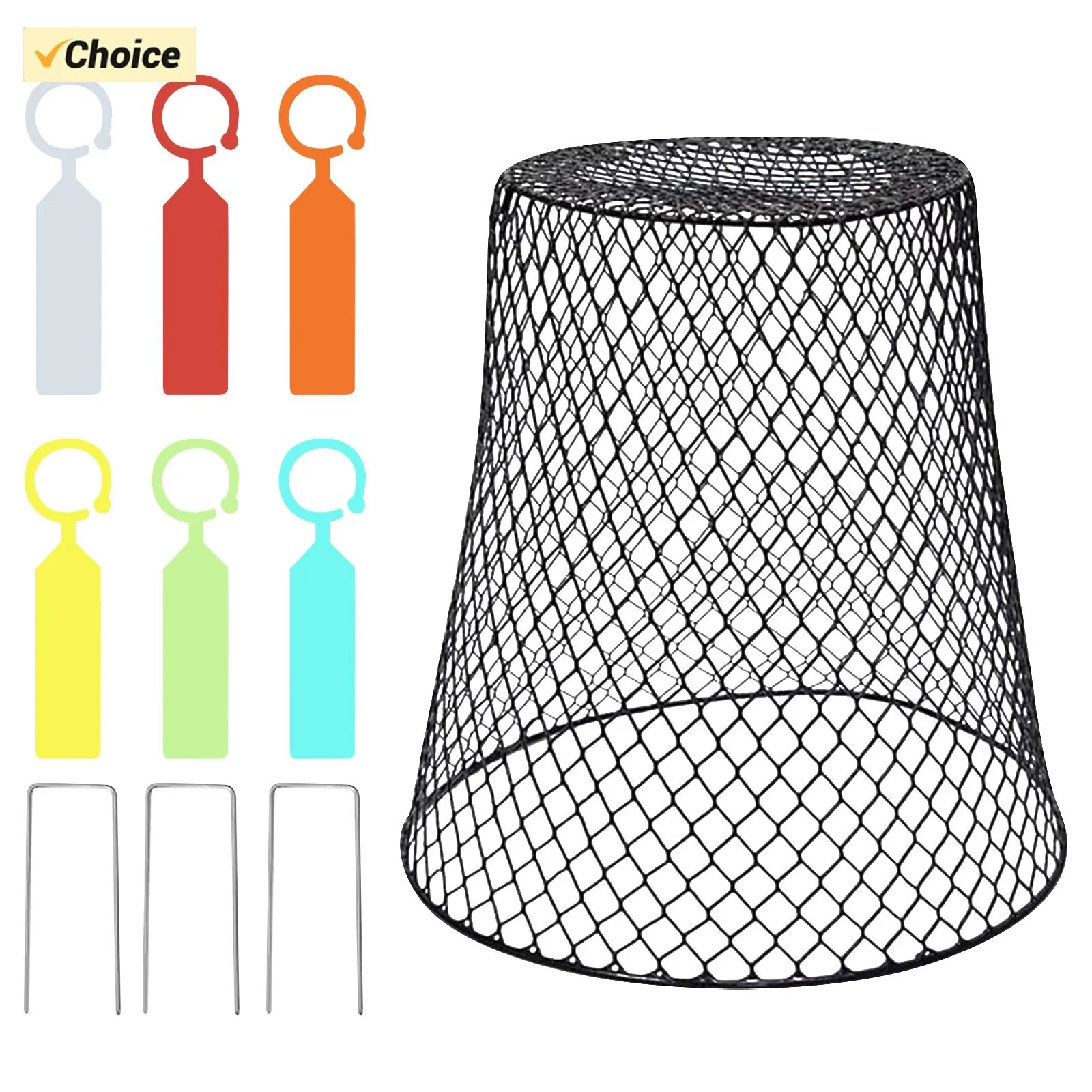 9.13&times;9.13in Chicken Wire Cloche Plant Covers Garden Netting Metal Heavy Duty Plant Protectors From Animals Black