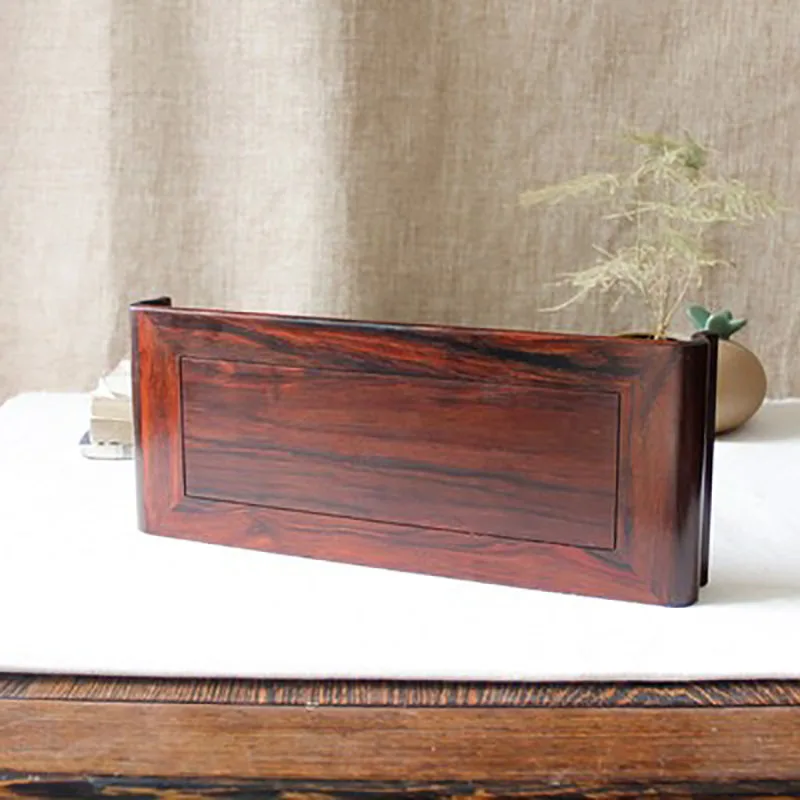 Rectangular Mahogany Base, Book Roll, Purple Light, Sandalwood Decoration Bracket, Stationery, Potted Plant, Vase, Handicraft