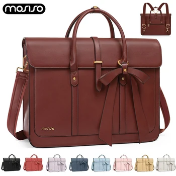 MOSISO Borsa tote da donna per MacBook 13 14 15 16 Notebook da 17,3 pollici Borsa a tracolla per laptop in pelle PU Zaino Borsa a doppio scopo