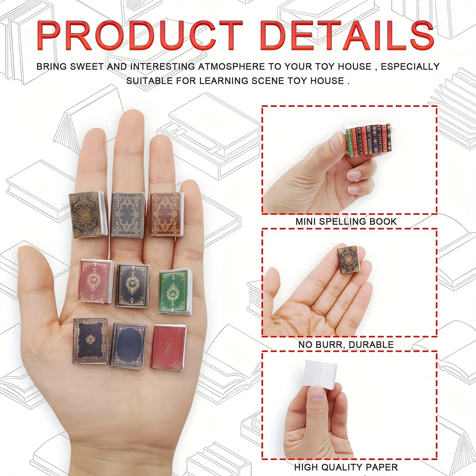 30Pcs Miniature Books Set 1/12 Scale Reusable Books For Dolls House Bedroom & Study Room Decor Multi Colored Gift