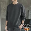 Double-sided Fleece Long Sleeve T-shirt For Men Autumn Winter New Style Round Neck Loose-fit Top Inner Warm Base Layer 1
