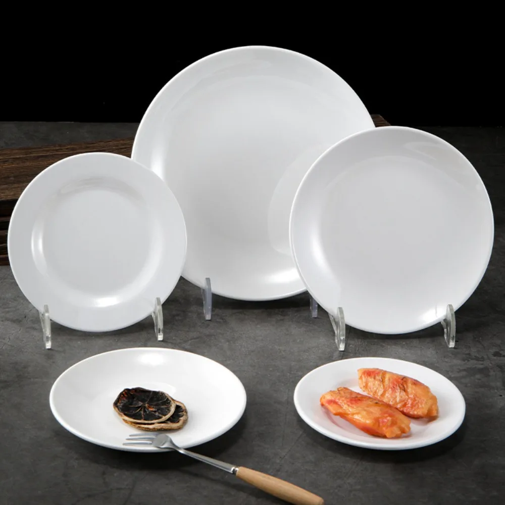 Tableware Round Melamine White Dish Fall-resistant Unbreakable White Disc Imitation Porcelain Durable Dinner Plate Dessert