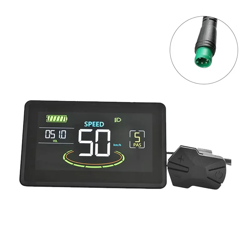 H6C Electric Bike LCD Display Meter 24V-60V E Scooter LCD Panel Color Screen with USB UART for Electric Bike(5PIN)