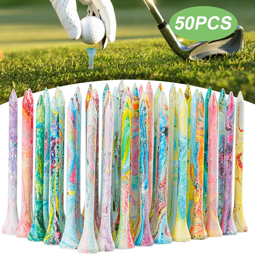 50Pcs Wood Golf Tees Golf Ball Nails Tees More Stable Golf Training Ball Tee Colorful Golf Ball Holder Tees Golf Accessories