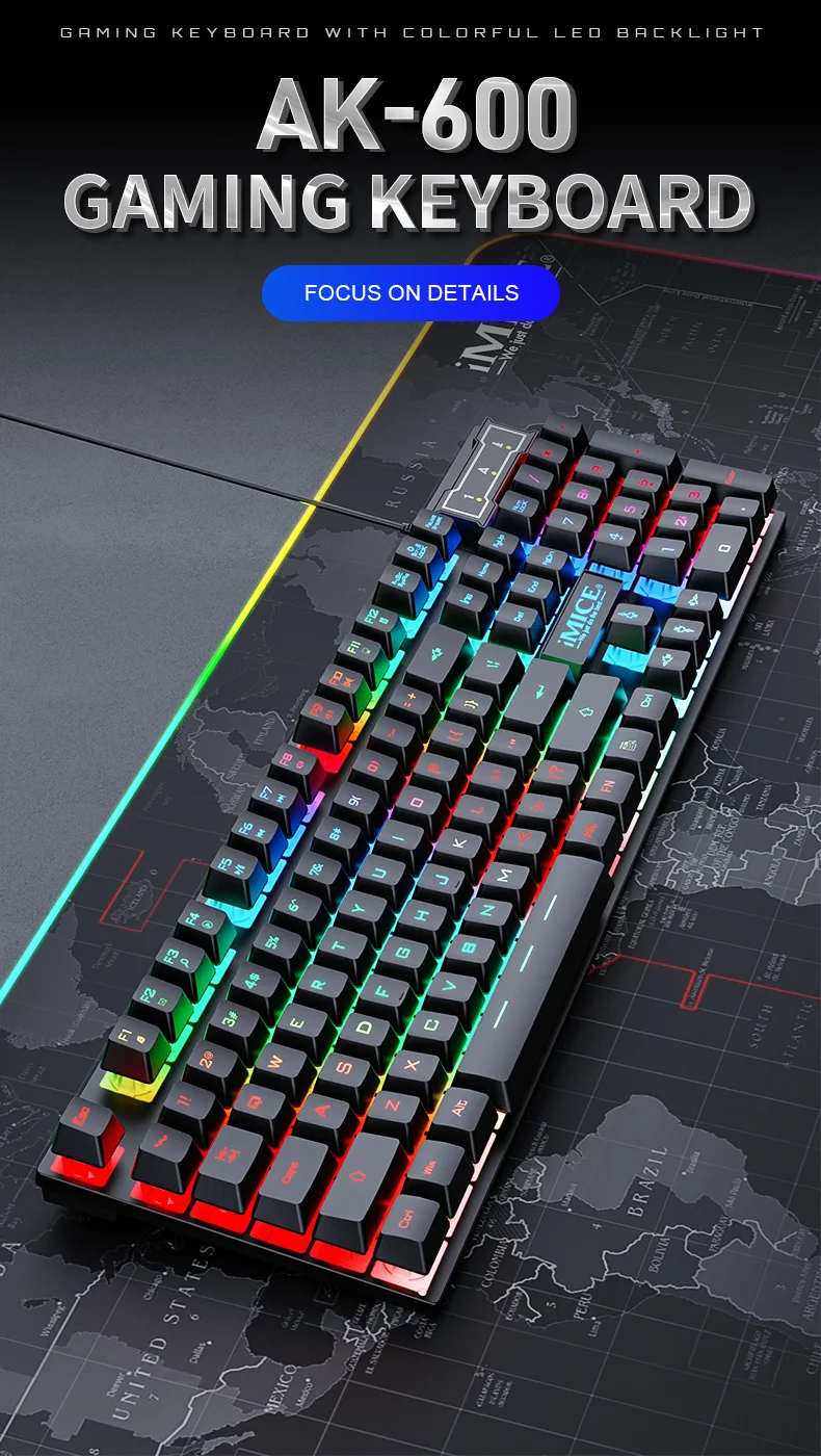 Generic Clavier gamer à membrane filaire RGB - TedGem - Qwerty