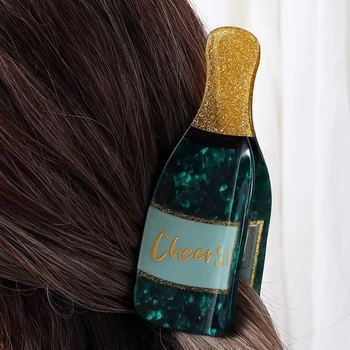 Artiglio per capelli con bottiglia di champagne scintillante da 1 pezzo - Porta coda di cavallo in acetato per donna 1