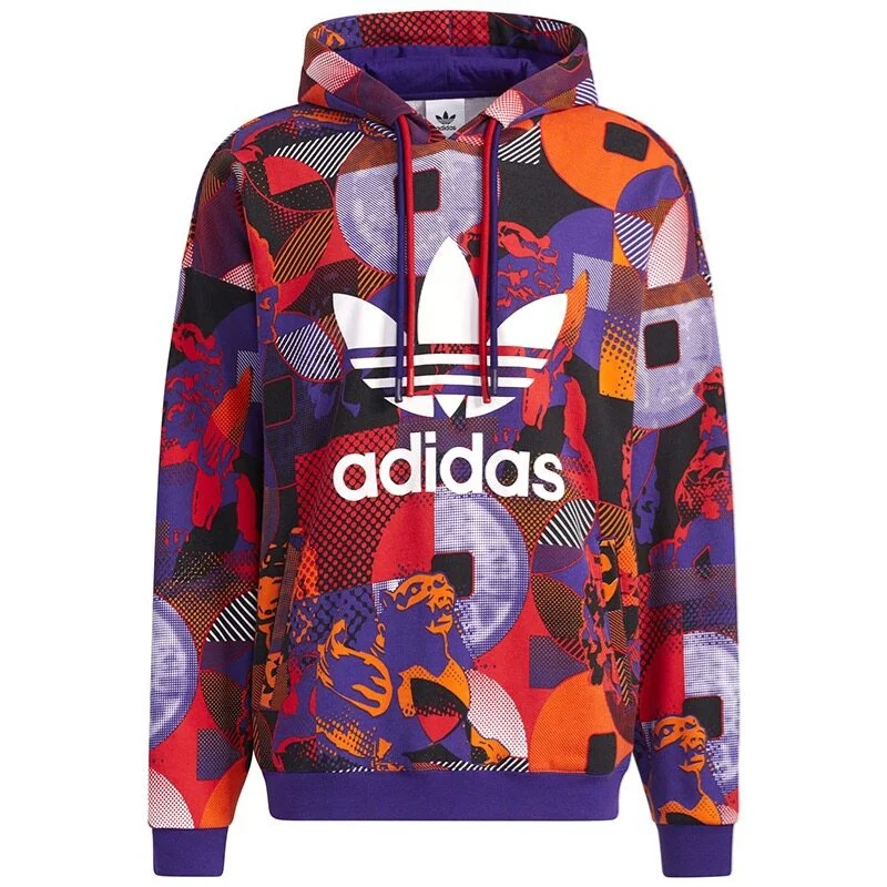 Adidas Hoodies Men Breathable, Rich Patterns, Printing and A Big Pocket on The Front, Drawstring Hooded Sweatshirt