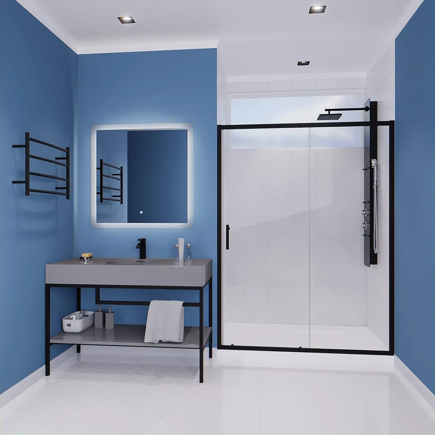 Framed Shower Door Matte Black Halberd Water Repellent Glass Shower Door Seal Strip Parts Easy Glide Rollers Sliding