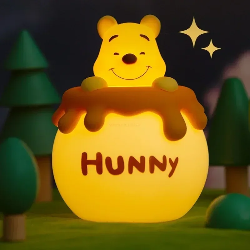 

Disney Winnie The Pooh Bee Jar Shape Creative Cute Night Light Silicone Material Soft Light Eye Protection Kid Birthday Gift