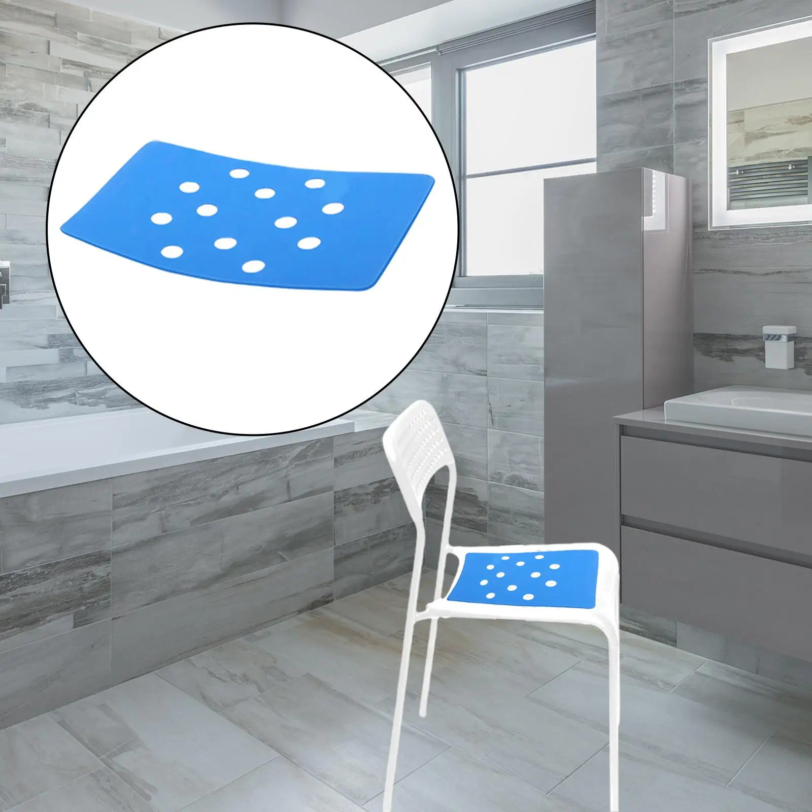 Bath Shower Stool Seat Mat Stickable Waterproof Quick-Drying for Elderly Senior