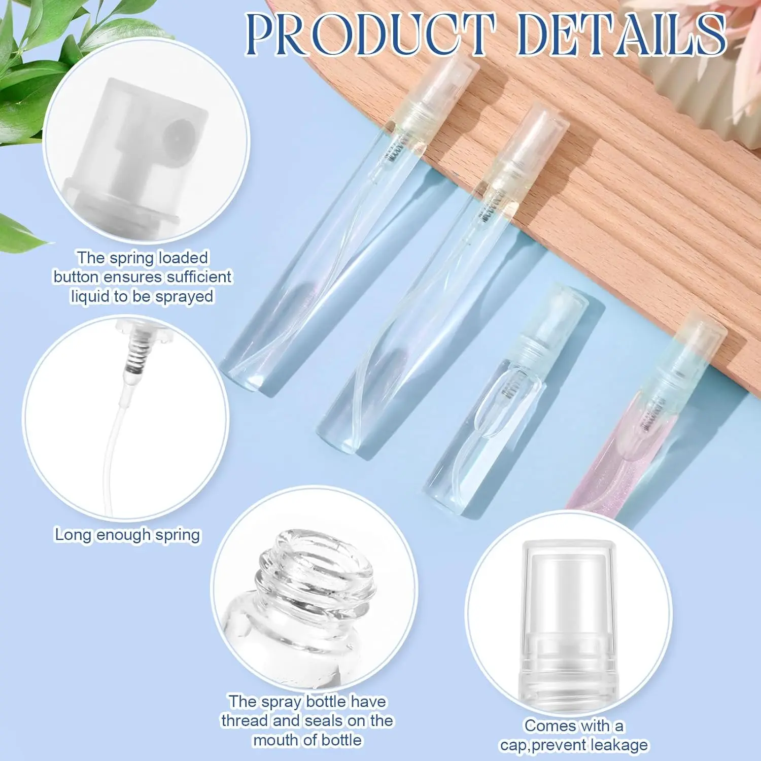 30PCS 2/3/5/10ml Transparent Mini Portable Perfume Spray Bottle Essential Oil Separate Sprayer Vial Refillable Sample Atomizers