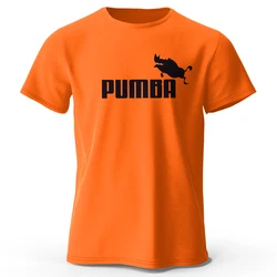 Pumba-Themed Men's Oversized Graphic T-Shirt - 100% Cotton Summer Tee - S (Orange)