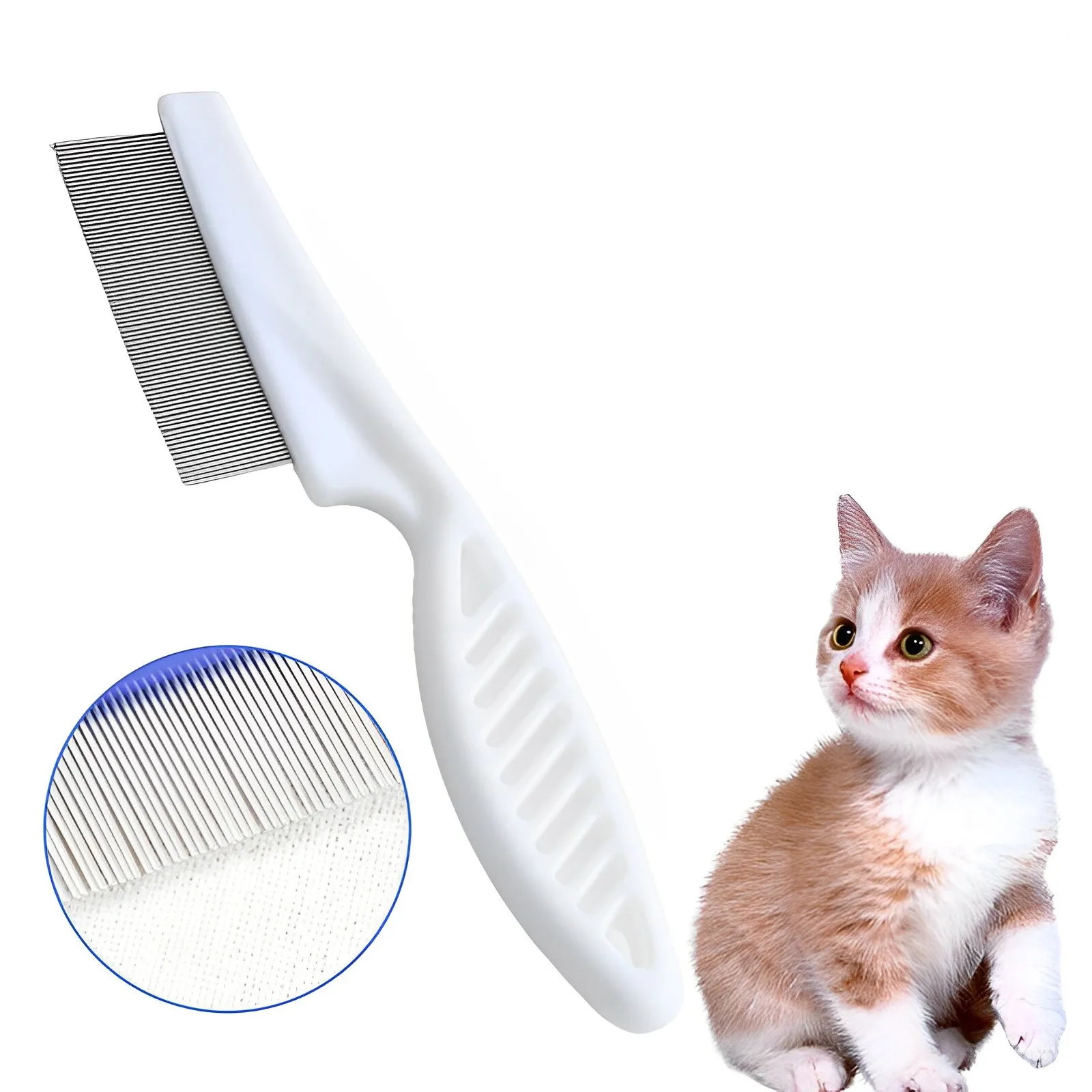 

Pet Cat Dog Hair Comb Teeth Small Row Comb Eye Clean Face Flea Needle Comb Cat Dog Cleaning Floating Hair Supplies A001