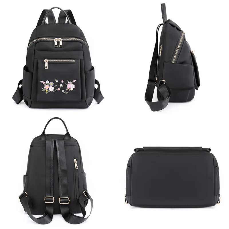 Three Colors Are Available Bag Original Chinese Style Embroidery Double Shoulder Back Nylon Backpacks Women's Designer Schoolbag 3