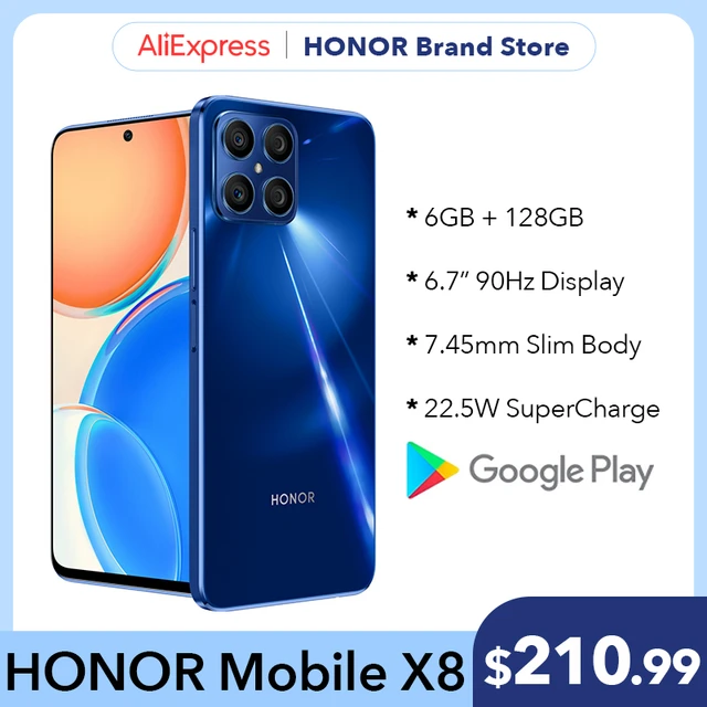 Smartphone HONOR X8 4G (6.7'' - 6 GB - 128 GB - Negro)