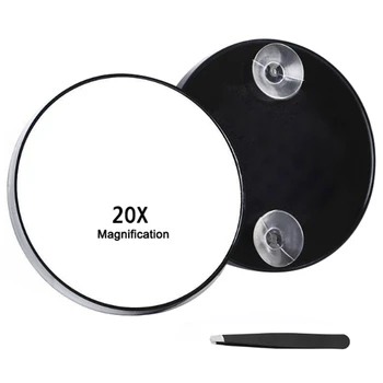 20X แว่นขยายพร้อมถ้วยดูดขนาดกะทัดรัดทนทาน Travel แต่งหน้ากระจกสําหรับถอนคิ้วถอดสิวหัวดํา 1