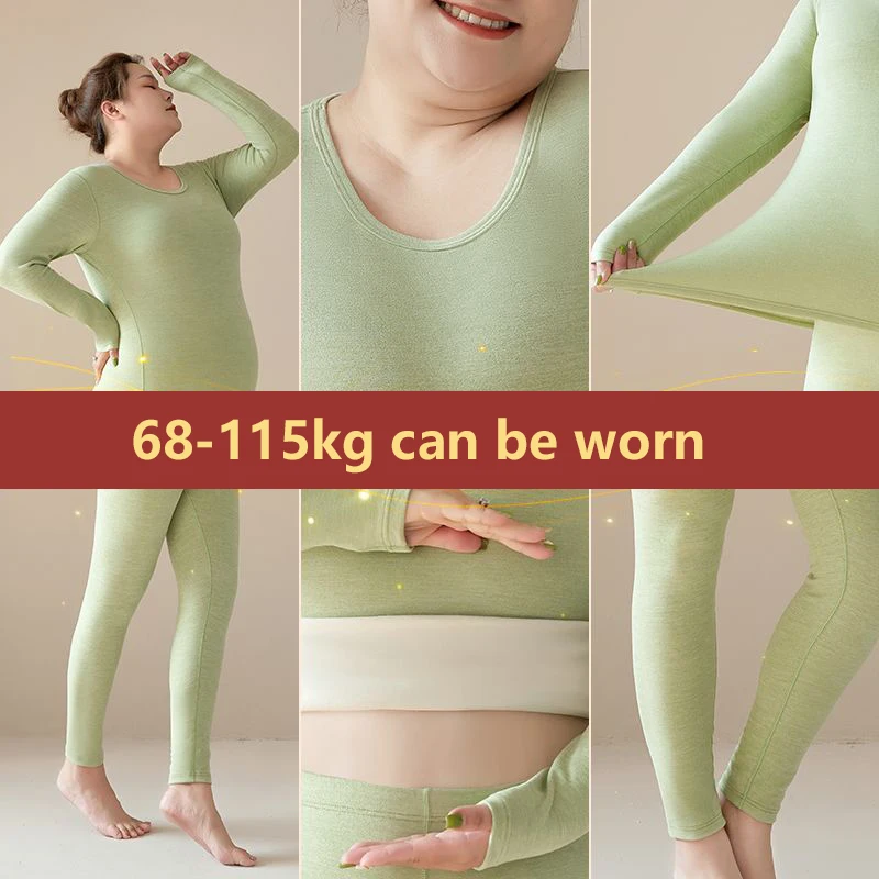 여성용 울 실크 따뜻한 속옷 세트, 무게추 겨울 속옷, 길고 두꺼운 속옷, 남성 바지 티셔츠, 120kg 플러스 사이즈