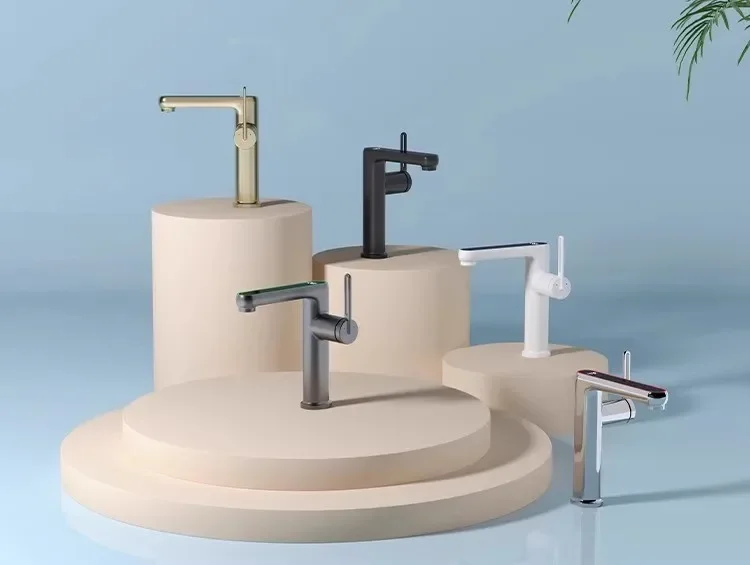 Description Picture 2 of itemBathroom Basin Faucet Single Lever Cold And Hot Digital Display Water Mixer Sink White Deck Mounted  Black Tap