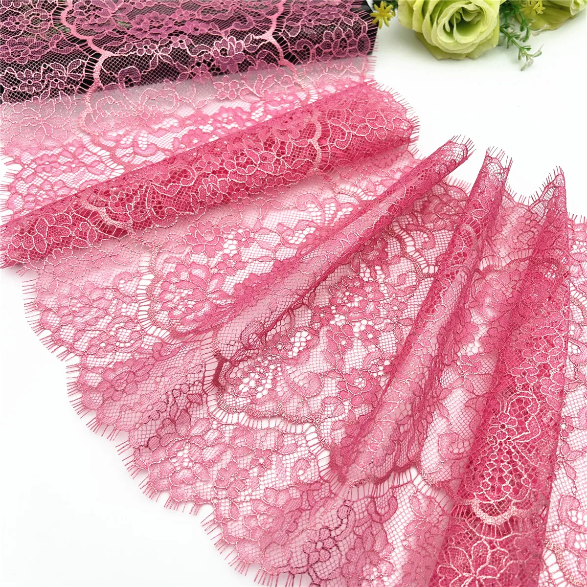 3M/lot 24cm Pink With Foil Shimmer Foil Eyelash Lace 6