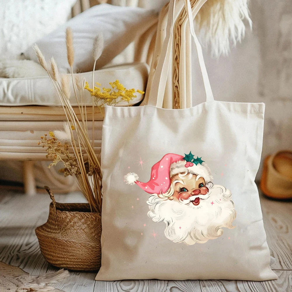 Pink Santa Women Handbag Retro Christmas Tote Bag Matching Family Bag Pink Vintage Holiday Crewneck Group Party Women's Handbags - Image 6