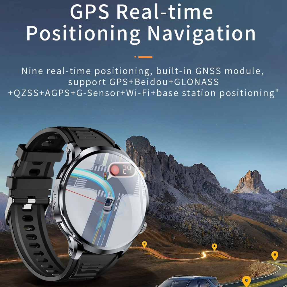 새로운 남성 4G 스마트 시계 GPS SIM 카드 Wifi 카메라 NFC 32G ROM APP 다운로드 스포츠 피트니스 비디오 통화 Smartwatch 방수