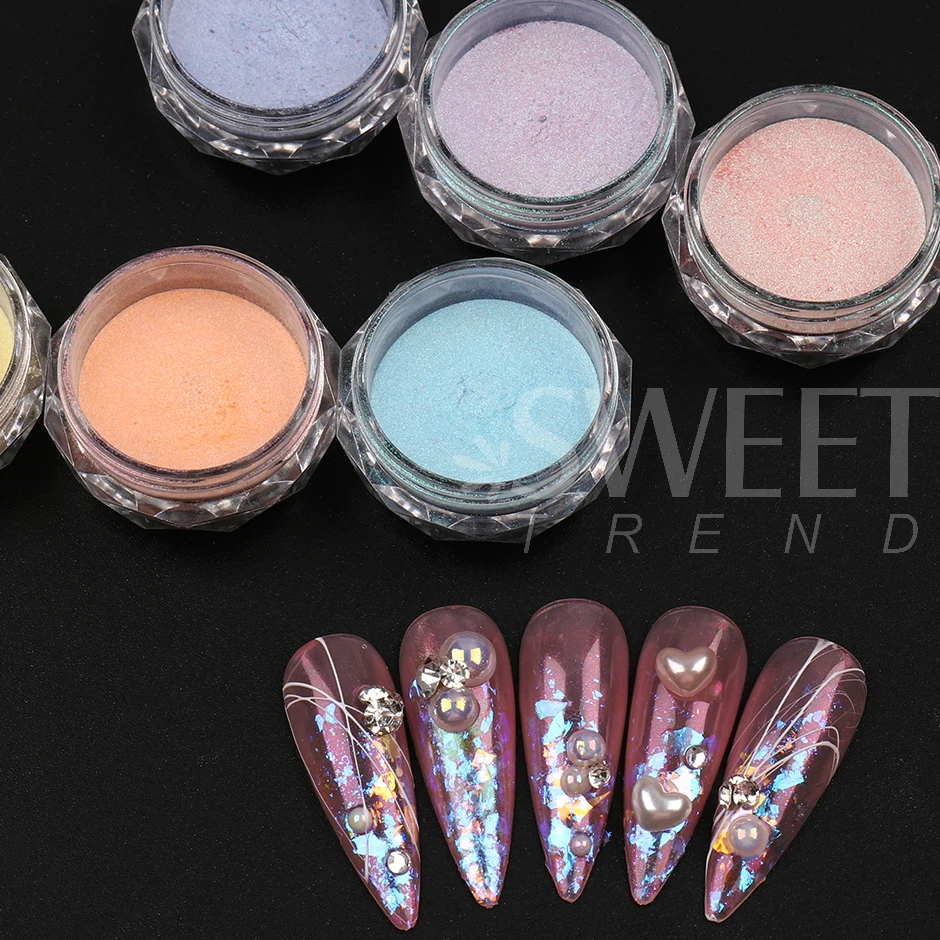 Nail Pigment Fairy Aurora Nail Pigment Powder Holographic Fine Chrome Rubbing Dust Shimmer Glitter Mirror Polish Decoration